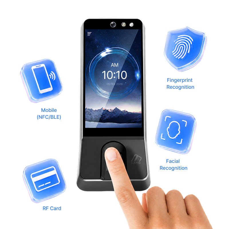 Multi-factor authentication — RF card, fingerprint and face recognition, and mobile NFC/BLE