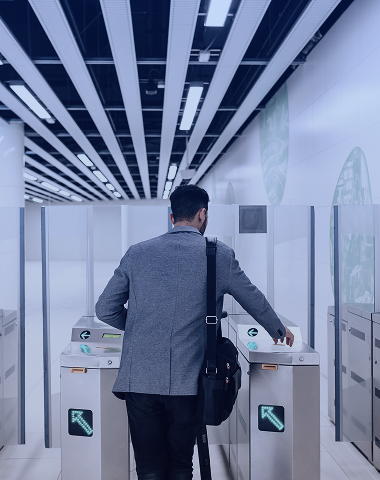 Access gate control — a user passing through a security gate